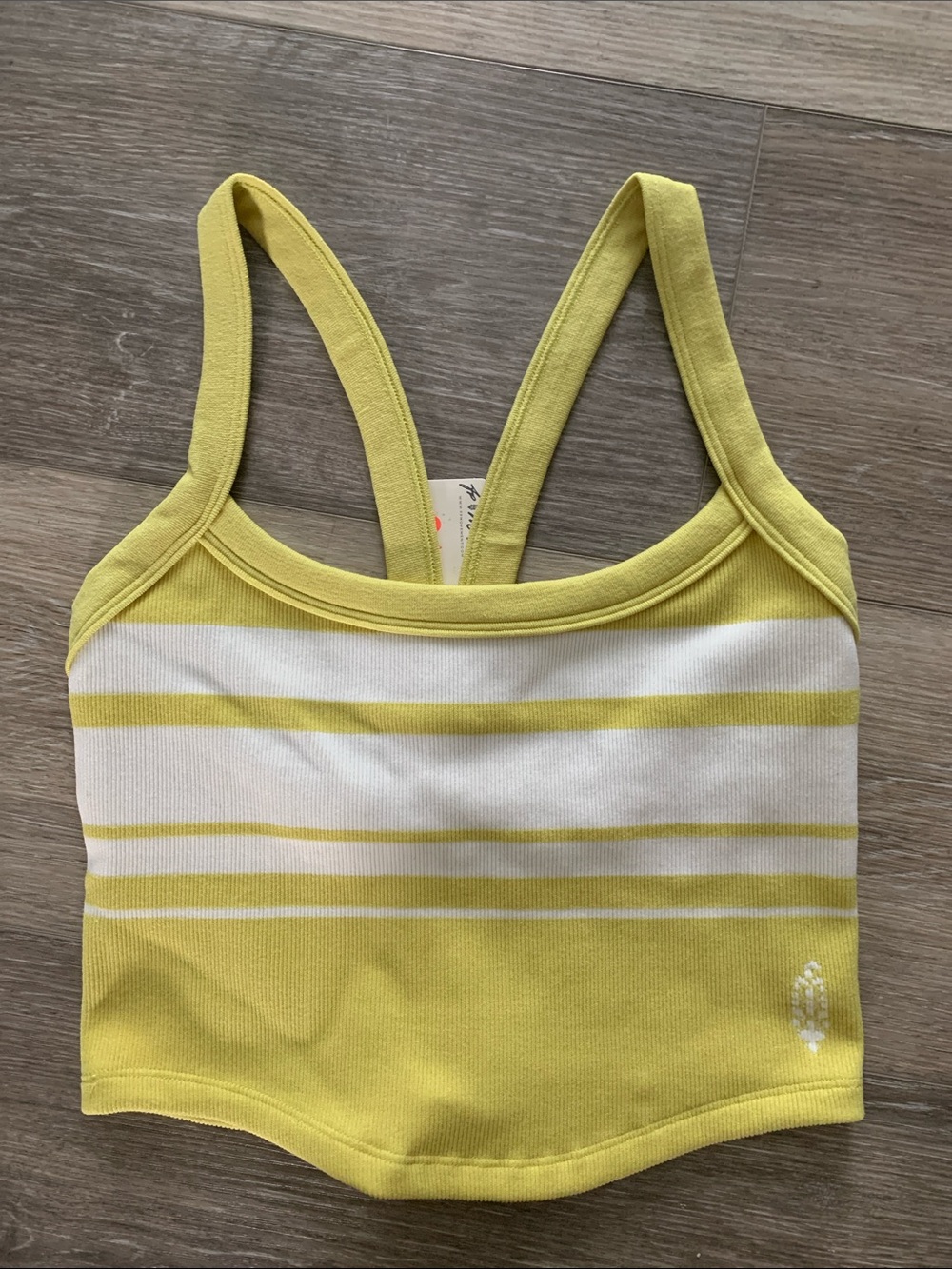 FP MOVEMENT All Clear Cami Tank Top NWT Striped Honeydew White  Chartreuse